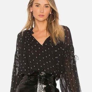 Jolie Black Sheer Blouse with Star Patterns